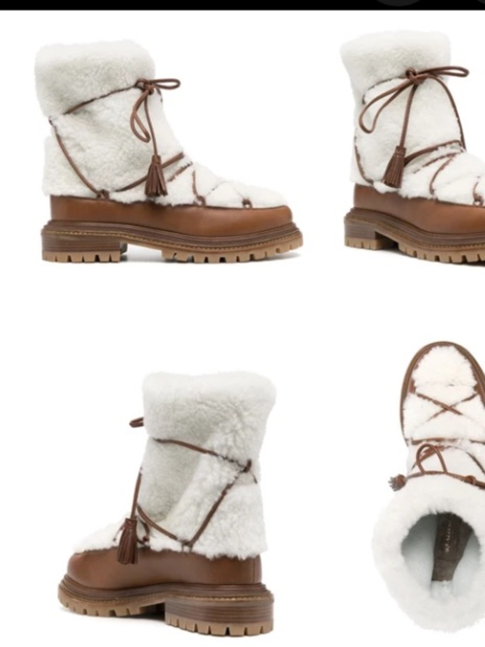 Aquazzura Shearling Gstaad Ankle Boots in White and Brown